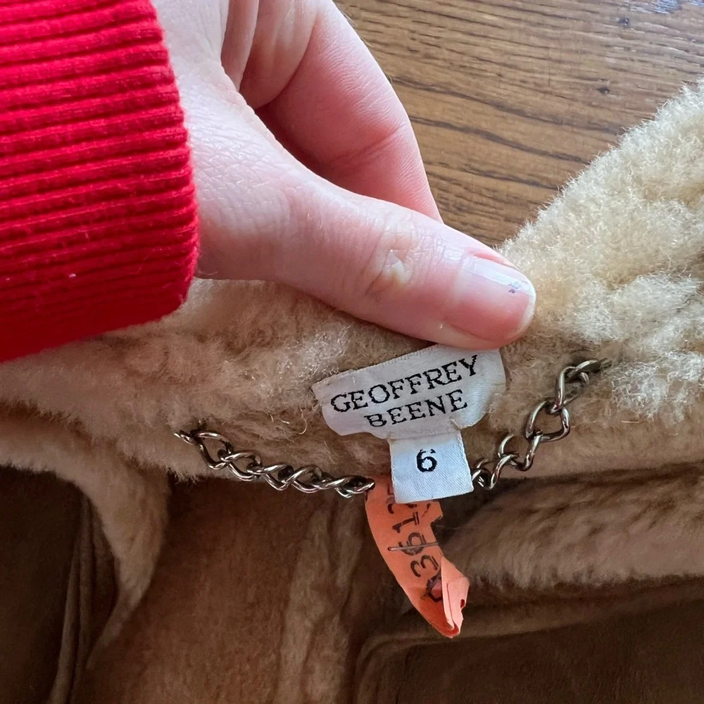 Saks Fifth Avenue Tan Shearling Jacket - Picture 4 of 7
